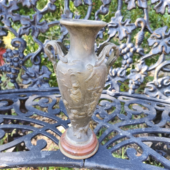 Vase 19TH Century Antique Cherubs Players Angels Playing 10 IN Marble Art Nouvea - Picture 2 of 11